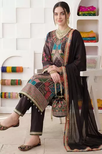 Women Ethnic Motifs Printed Regular Mirror Work Kurta with Palazzos & With Dupatta