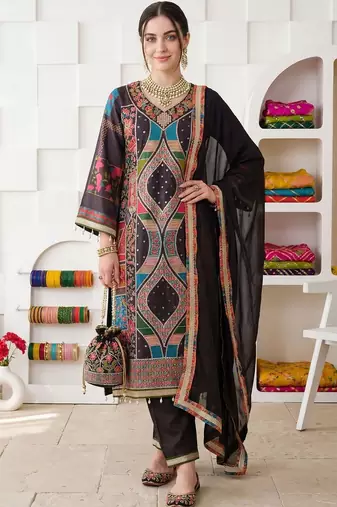 Women Ethnic Motifs Printed Regular Mirror Work Kurta with Palazzos & With Dupatta