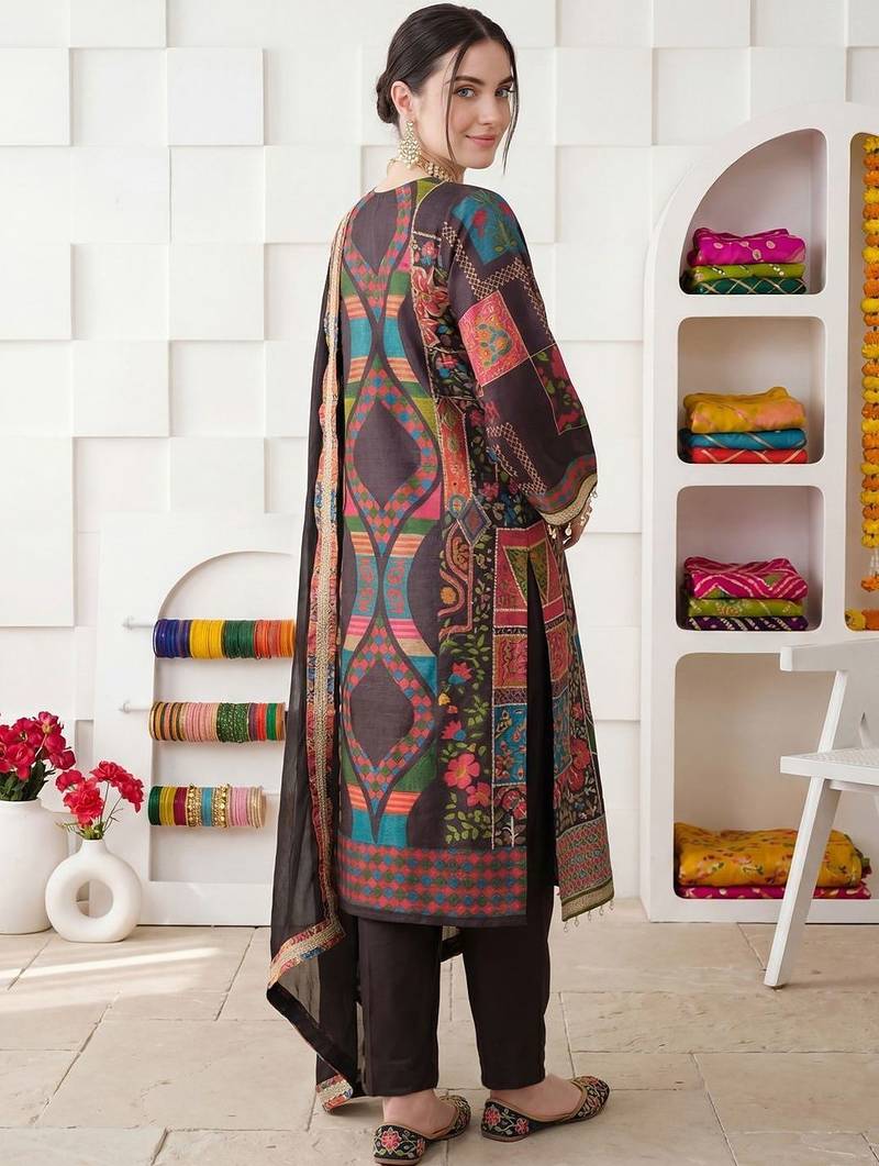 Women Ethnic Motifs Printed Regular Mirror Work Kurta with Palazzos & With Dupatta