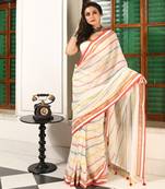 women's swarnarekha cotton blend linen saree without blouse piece