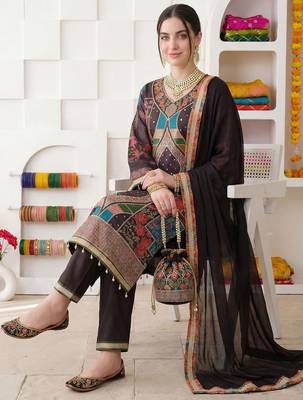 Women Ethnic Motifs Printed Regular Mirror Work Kurta with Palazzos & With Dupatta 1