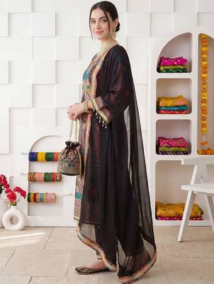 Women Ethnic Motifs Printed Regular Mirror Work Kurta with Palazzos & With Dupatta 4