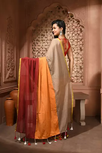 women's mehbooba soft mul cotton blend saree with blouse piece
