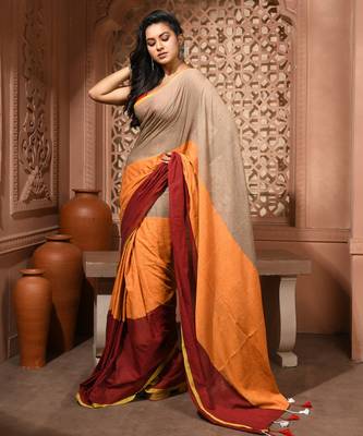 women's mehbooba soft mul cotton blend saree with blouse piece 4