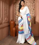 women's candy pop soft mul cotton blend saree with blouse piece