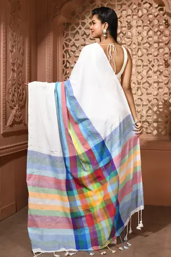 women's candy pop soft mul cotton blend saree with blouse piece