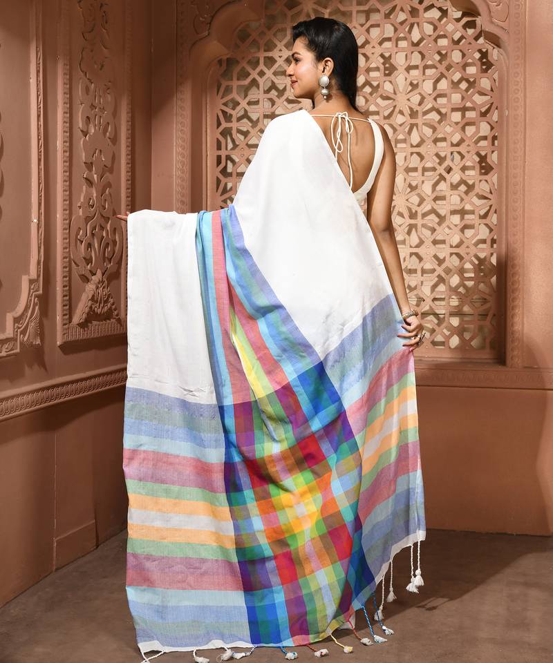women's candy pop soft mul cotton blend saree with blouse piece