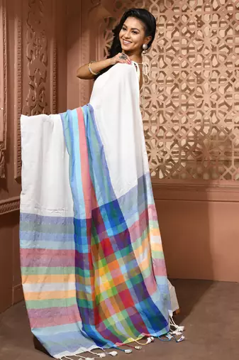 women's candy pop soft mul cotton blend saree with blouse piece