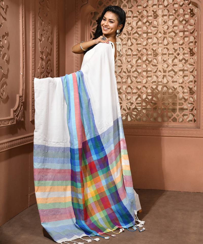women's candy pop soft mul cotton blend saree with blouse piece
