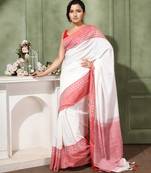 women's lal pallavi soft cotton blend  saree with blouse piece