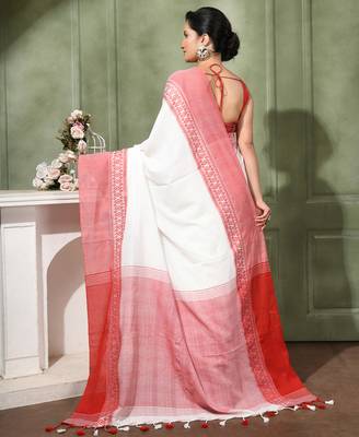women's lal pallavi soft cotton blend  saree with blouse piece 2