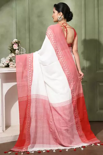 women's lal pallavi soft cotton blend  saree with blouse piece