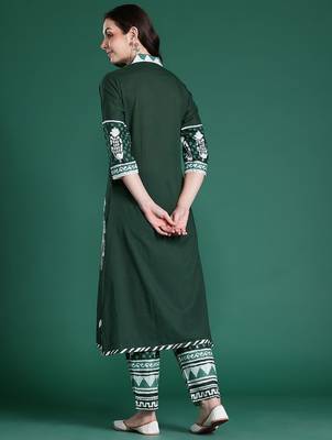Floral Printed Regular Pure Cotton Kurta with Trousers 6