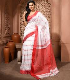 women's jharna rekha soft cotton blend  saree with blouse piece