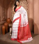 women's jharna rekha soft cotton blend  saree with blouse piece