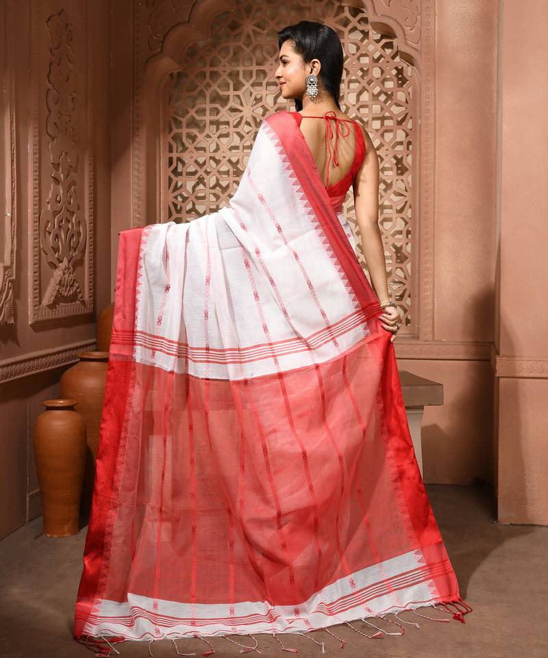 women's jharna rekha soft cotton blend  saree with blouse piece