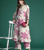 Floral Printed Pure Cotton A-Line Kurta with Palazzos