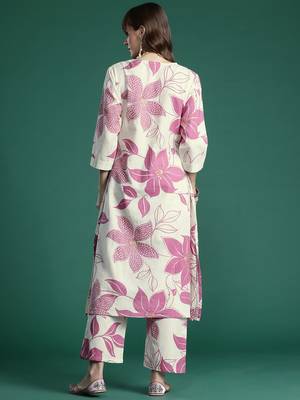 Floral Printed Pure Cotton A-Line Kurta with Palazzos 6