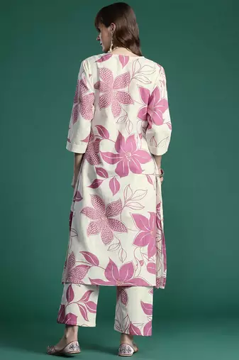 Floral Printed Pure Cotton A-Line Kurta with Palazzos