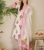 Women Floral Printed Regular Pure Cotton Kurta with Trousers & With Dupatta