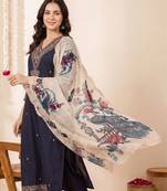 Women Ethnic Motifs Embroidered Regular Thread Work Kurta with Trousers & With Dupatta