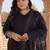 Plus Size Black Embroidered Straight Kurta Trousers With Dupatta Set