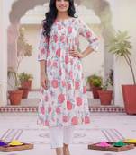 Women Floral Printed Regular Pure Cotton Kurta with Trousers