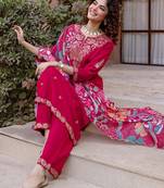 Women Ethnic Motifs Embroidered Regular Thread Work Kurta with Trousers & With Dupatta