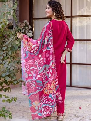 Women Ethnic Motifs Embroidered Regular Thread Work Kurta with Trousers & With Dupatta 5
