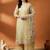 Women Floral Printed Regular Thread Work Linen Kurta with Trousers & With Dupatta