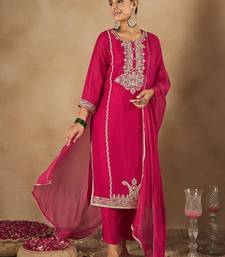 Women Embroidered Regular Kurta with Trousers & With Dupatta