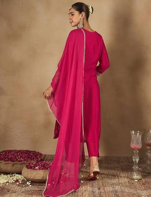 Women Embroidered Regular Kurta with Trousers & With Dupatta 3