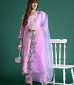Ethnic Motifs Zari Embroidered Kurta With Trousers & Dupatta
