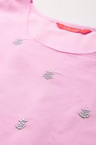 Ethnic Motifs Zari Embroidered Kurta With Trousers & Dupatta