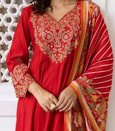 Women Ethnic Motifs Embroidered Empire Kurta with Trousers & With Dupatta