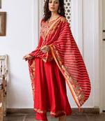 Women Ethnic Motifs Embroidered Empire Kurta with Trousers & With Dupatta