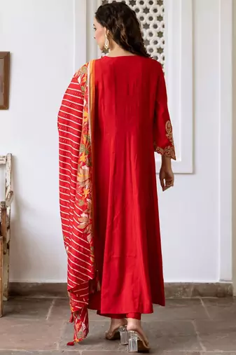 Women Ethnic Motifs Embroidered Empire Kurta with Trousers & With Dupatta