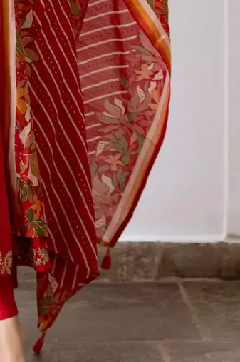 Women Ethnic Motifs Embroidered Empire Kurta with Trousers & With Dupatta