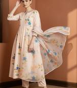 Women Floral Embroidered Regular Mirror Work Pure Cotton Kurta with Trousers & With Dupatta