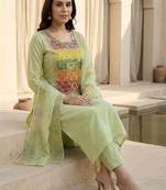 Women Ethnic Motifs Embroidered Regular Thread Work Kurta with Trousers & With Dupatta