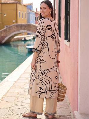 Women Printed Regular Kurta with Palazzos 4