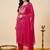 Women Bandhani Printed Regular Thread Work Kurta with Trousers & With Dupatta