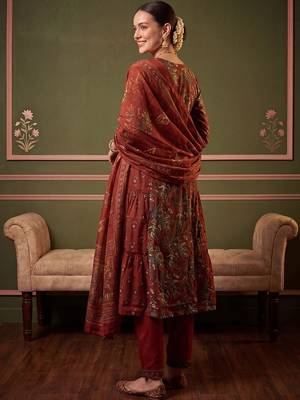 Women Ethnic Motifs Printed Tiered Pure Cotton Kurta with Trousers & With Dupatta 4