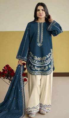 blue white roman silk palazzo sharara salwar suit collection semi stitched 1