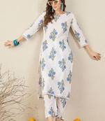 Women Floral Printed Regular Pure Cotton Kurta with Trousers