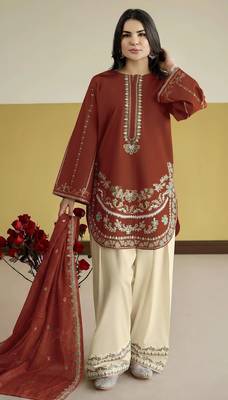 red white roman silk palazzo sharara salwar suit collection semi stitched 1