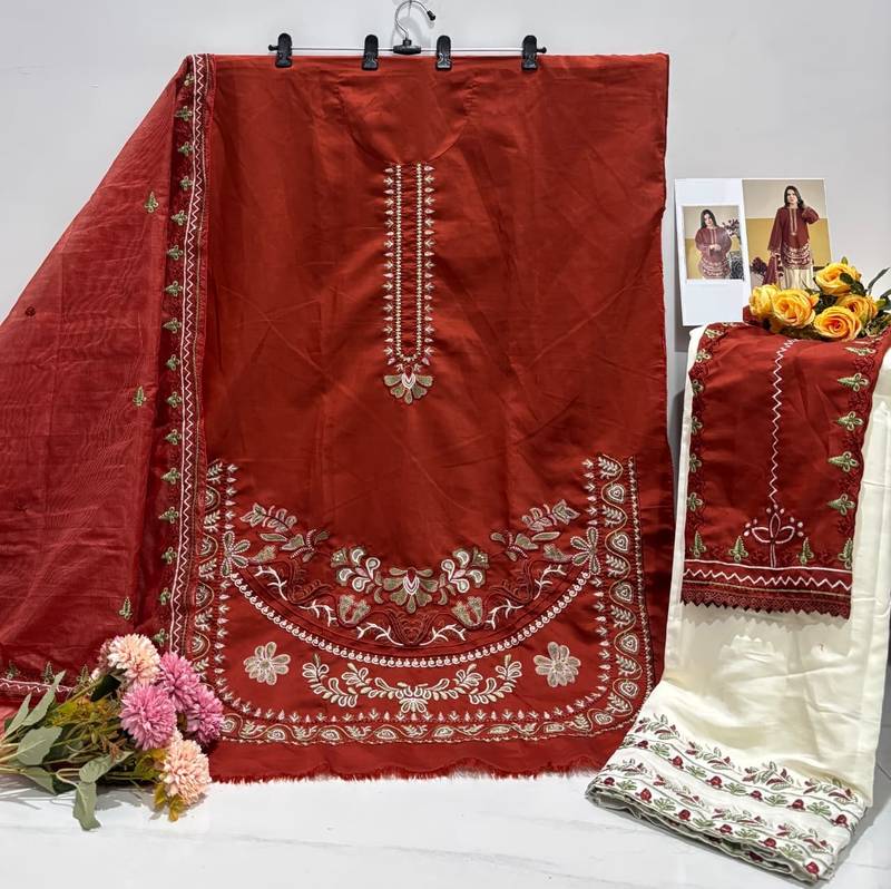 red white roman silk palazzo sharara salwar suit collection semi stitched