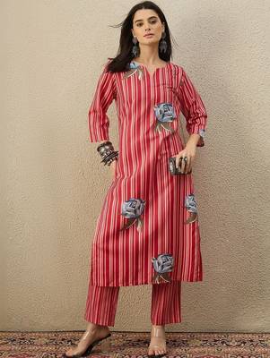 Women Printed Regular Kurta with Trousers 4