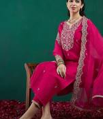 Women Ethnic Motifs Embroidered Regular Kurta With Trousers & Dupatta