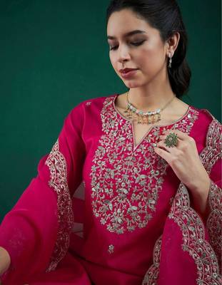 Women Ethnic Motifs Embroidered Regular Kurta With Trousers & Dupatta 2